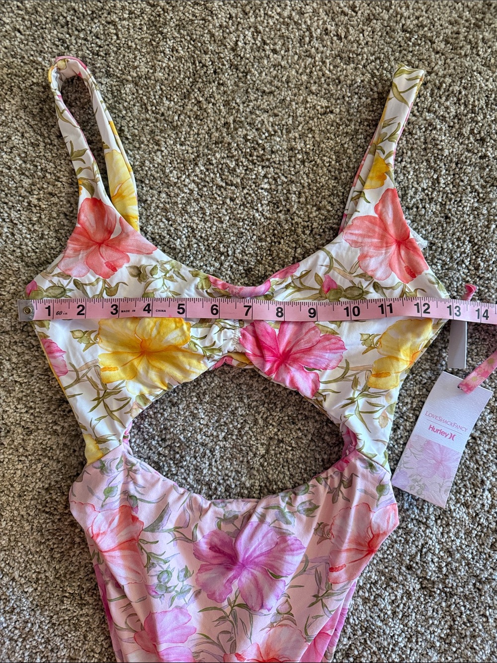LoveShackFancy x Hurley Hibiscus Cheeky One-Piece Swimsuit, Small, NWT - Picture 8 of 11
